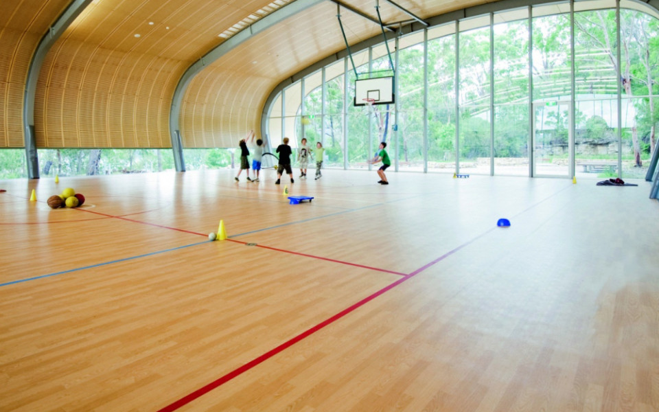 В состав модульного спортивного комплекса входит спортивный зал для занятий мини-футболом, баскетболом, волейболом, а также единоборствами и гимнастикой