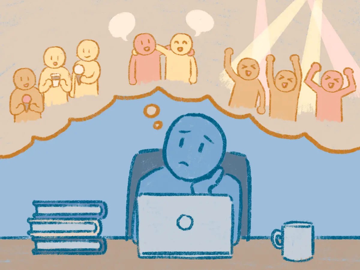 Визуализация FOMO: чувство упущенных возможностей и изоляции, которые не дают быть в моменте.